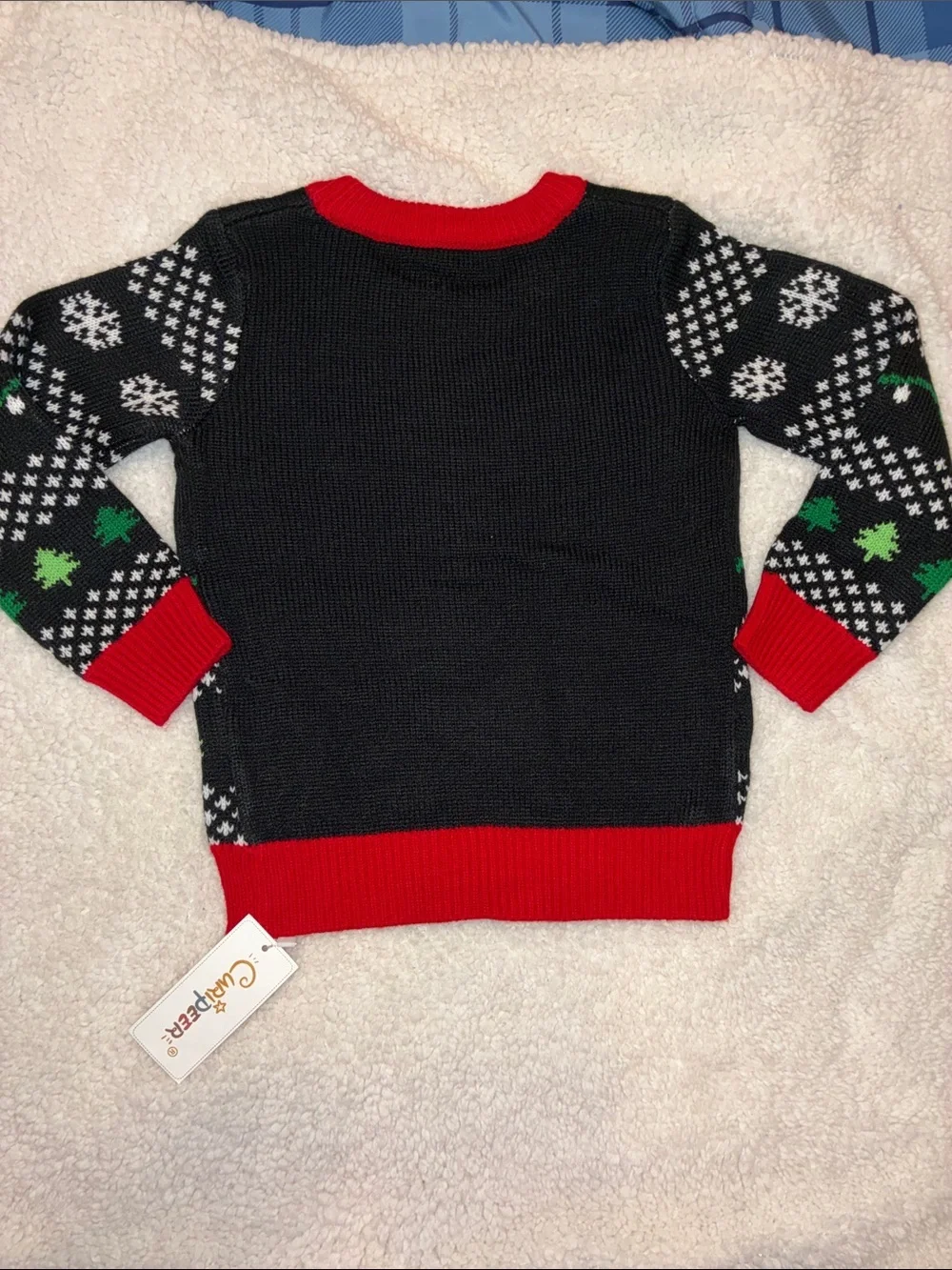 NWT Kids Black Ugly Christmas Sweater with Red Truck and Tree size 4T